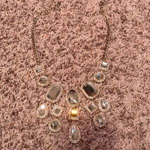 Crystal bib necklace goldtone with crystals
